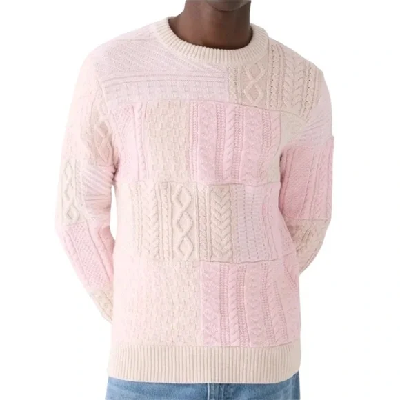 J. CREW Heritage Patchwork Cotton Cable-knit Sweater NWT - Picture 2 of 14